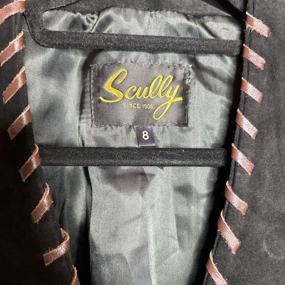 Scully Jacket Suede Western Country Hand painted Black Buttons Pockets Size 8 - Picture 2 of 7
